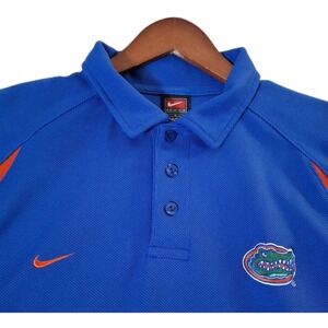 Vintage Nike Florida Gators Polo Shirt Men's Large Blue Dri Fit Logo